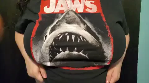 Jawsome Titty Tuesday Drop: Massive Mams Burst Free from Shark Tee