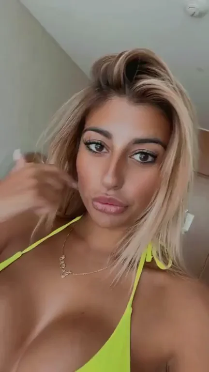 Tanned Blonde Bimbo Teases in Tiny Yellow Bikini 😍🔥
