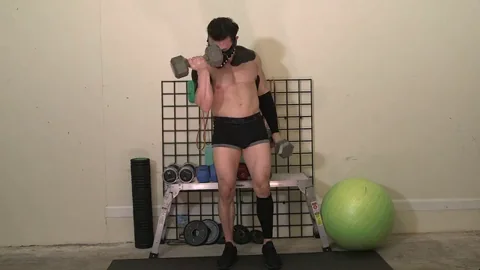 It was so hot in my garage, that I have to workout in my underwear. *I cover my tattoos with body paint and sleeves [m][oc]