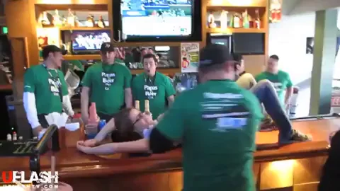 St. Patty's Slut Creamed on the Bar by Green Shirt Gangbang