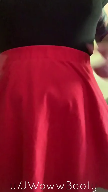 Thick Booty Babe Teases in Red Skirt 🍑🔥 [F]