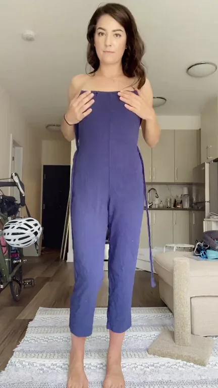 Story Time Tease: Purple Jumpsuit Drops for Titty Reveal 😏💦