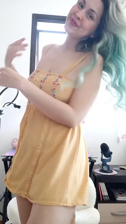 Teal-Haired Slut's Wet Pussy Promise 💦🍑 Upskirt Tease