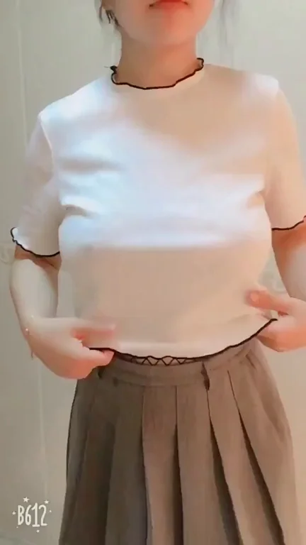 B612 Babe's Slutty Skirt Tease: Perky Tits Pop Out