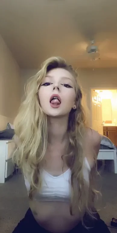 Blonde Slut's Real Ahegao Tongue-Out Tease 😛💦