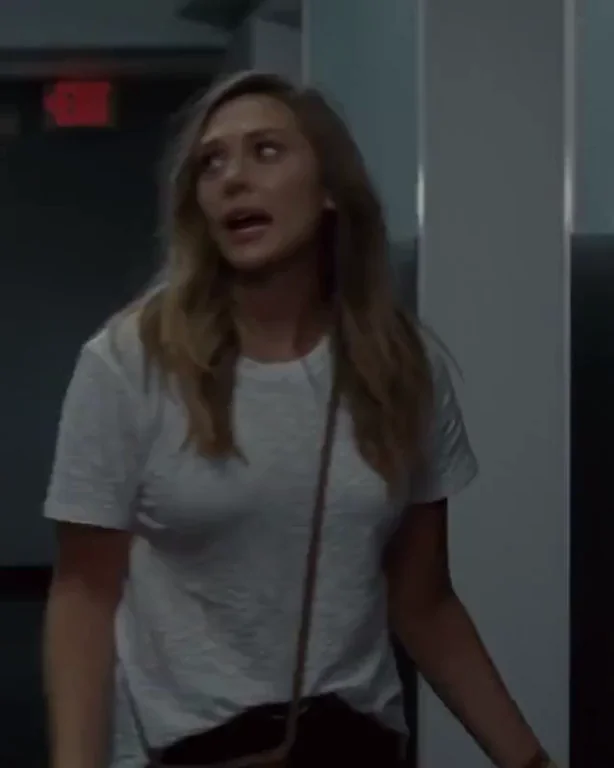 Elizabeth Olsen's Big Tits Tease in Tight White Tee 😍🍒