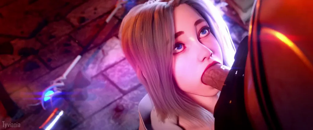 Lux Kneels and Slurps Cock in Steamy Hentai Blowjob Animation