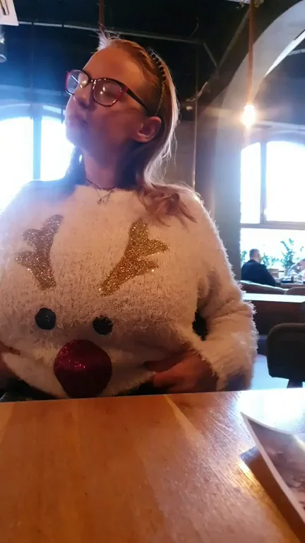 Waiter. I'll ask for the bill quickly, or I'll show you my tits and I guarantee you'll be surprised.