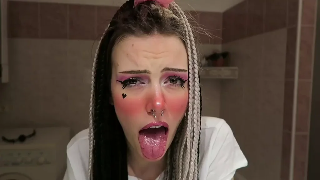 Cute Ahegao Slut Sticks Out Her Freaky Long Tongue!