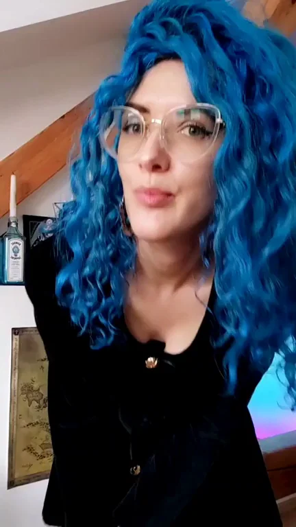 Blue-Haired Glasses Slut Distracts with Her Tits & Ass 😍🔥