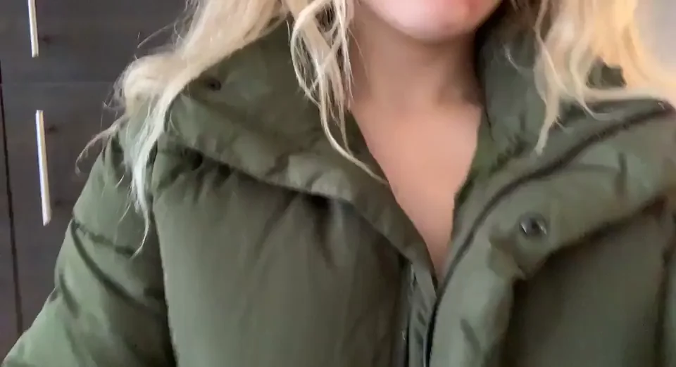 College Slut Ditches Bra, Flashes Perky Tits in Open Jacket