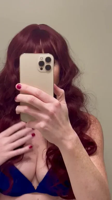 🚽 Bathroom Break Boob Tease in Red Wig 💦🔥