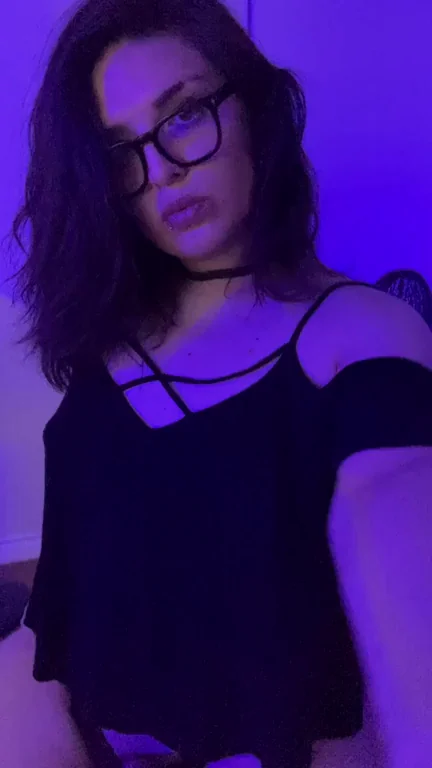 Glasses-Wearing Trans Hottie Begs for Cum Play in Slutty Black Top