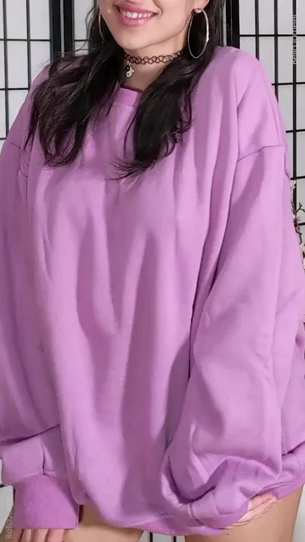 Purple Hoodie Tease: Busty Babe Begs 'Wanna Squeeze These Massive Tits?'