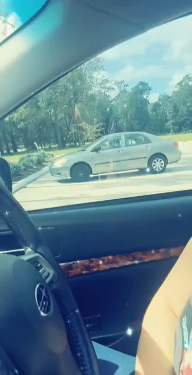 POV: your trying to eat lunch like the lady in the car but the girl next to you keeps flashing you