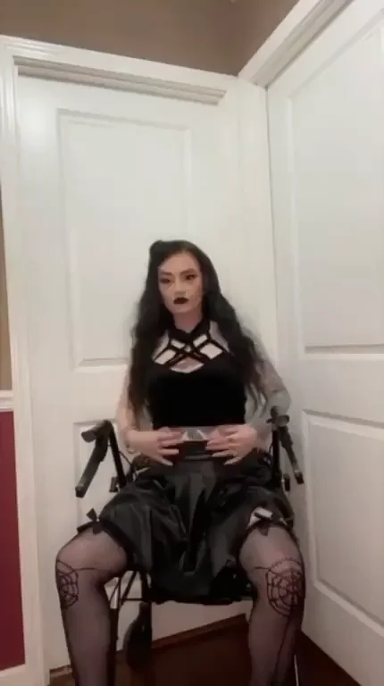 Disabled Goth GF Begs for Your Cock in Wheelchair Tease