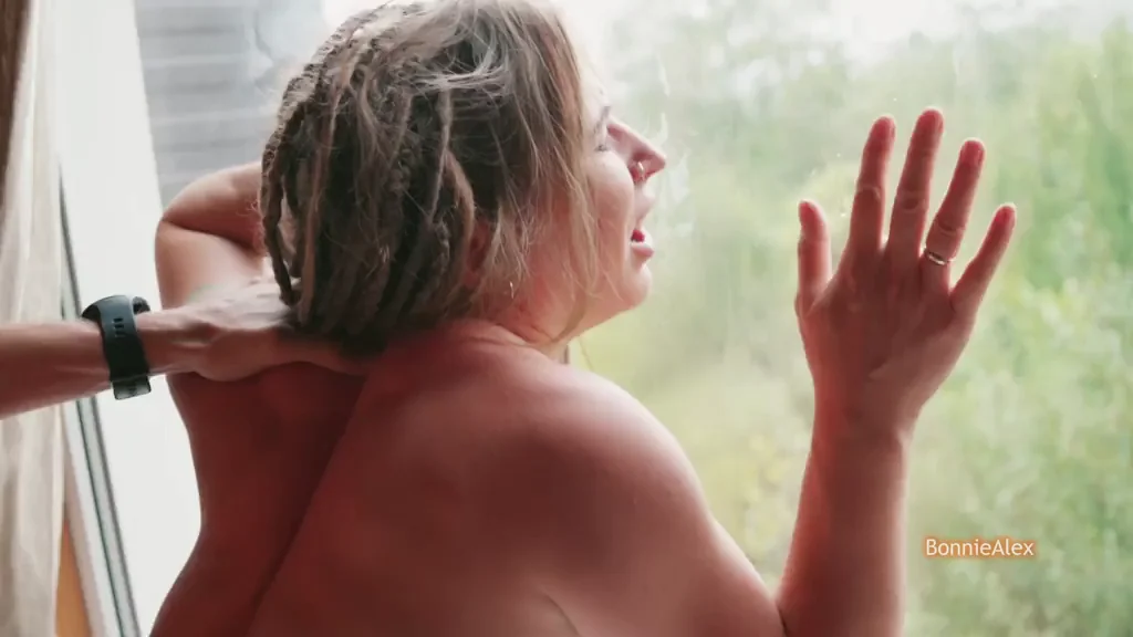 🔥 Wet Haired Slut Pounded Doggy by Window 🍑💦