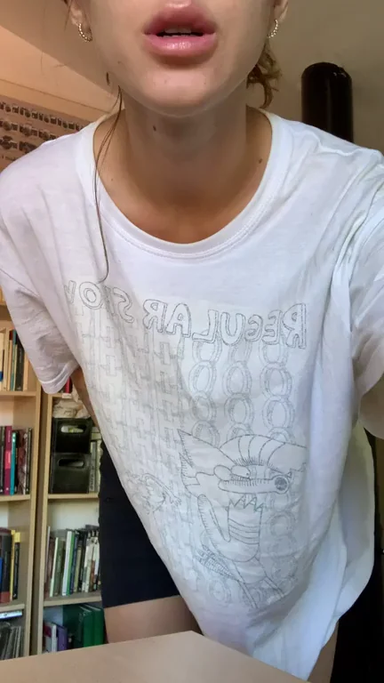 Tongue-Tease Cutie in Tight Tee Begs for Licks