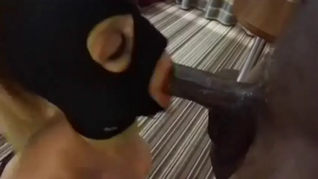 Masked whore sloppy blowjob