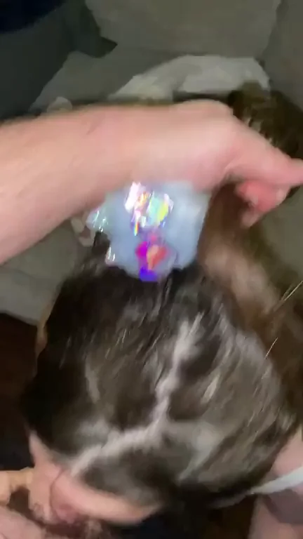 I always love when he grabs onto my ponytail - is my hair tie cute?
