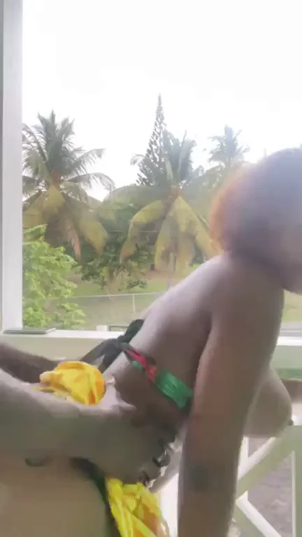 Balcony Booty Bang: Curvy Ebony Babe's Tropical Morning Pound