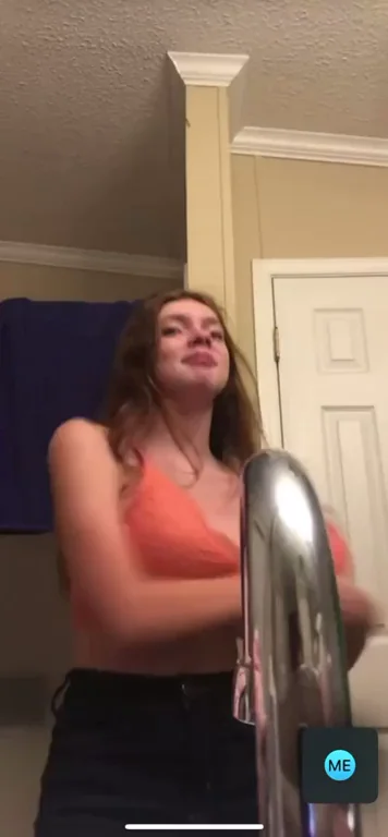 Holy Fuck! 😍 Busty Redhead Tease in Tight Orange Bra 🔥