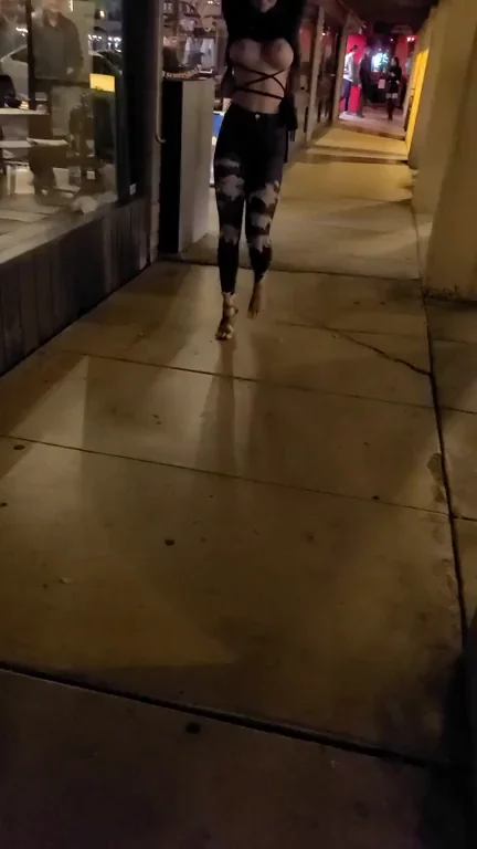 Walking downtown, decided to pull my tits out. The people across the street didn't seem to mind ??