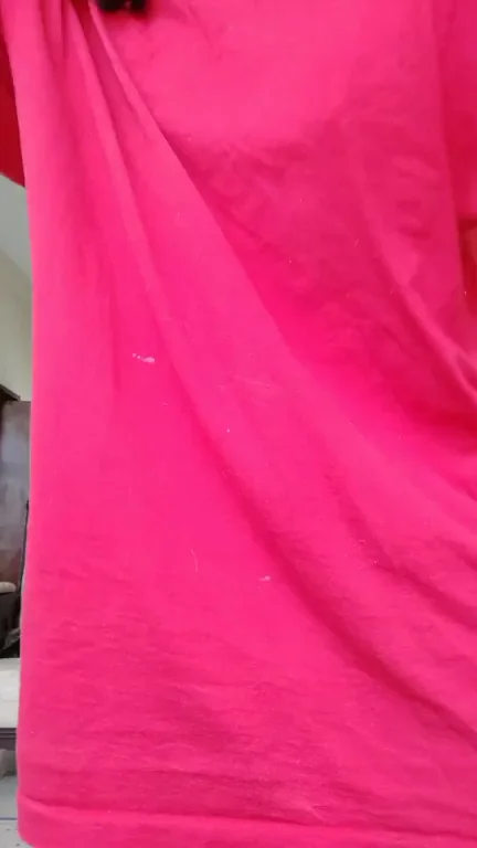 Petite Teen Teases Her Bushy Pussy in Pink Tee