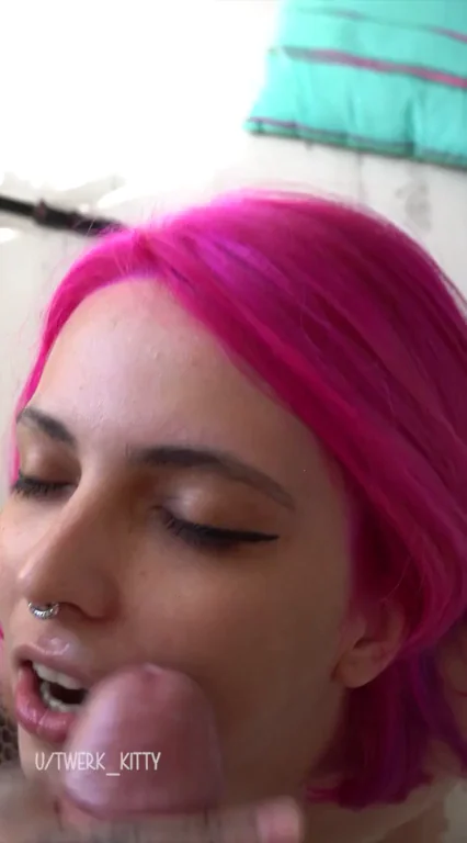 Cute Pink-Haired Slut Begs: 'Do I Look Adorable with Cum Dripping on My Face?'