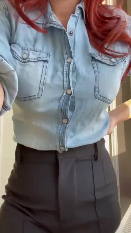 🔥 Redhead Slut's Button-Popping Downblouse Tease 💋