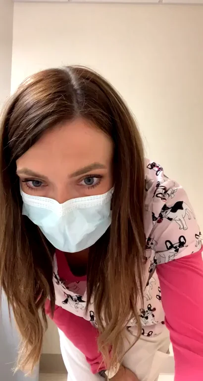 Slutty Nurse Strips Down to Thong and Bra