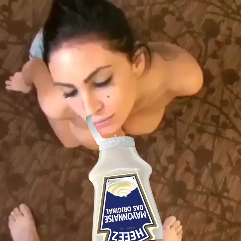 Slut Takes Old Mayo Facial from the Squeeze Bottle
