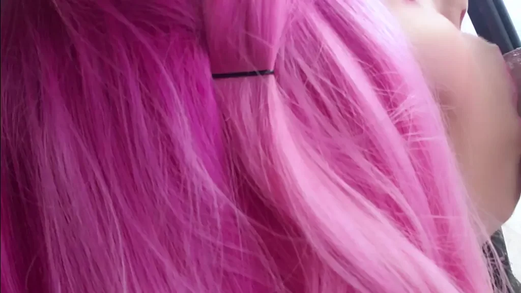 💕 Pink-Haired Slut Practices Sloppy Deepthroat in Car Before Your Cock 😈🍆