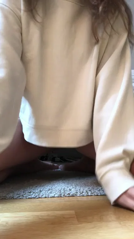 19YO Slutty Tease: Creamy Hoodie Humps & Tit Flash