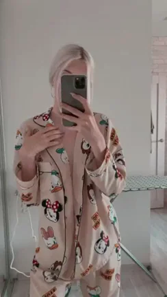 Petite Blonde Tease Slips Out of Cute Mickey Pyjamas