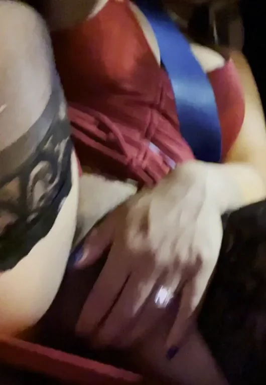 Asian Slut Spreads Legs Wide, Fingers Her Juicy Pussy in Red Dress