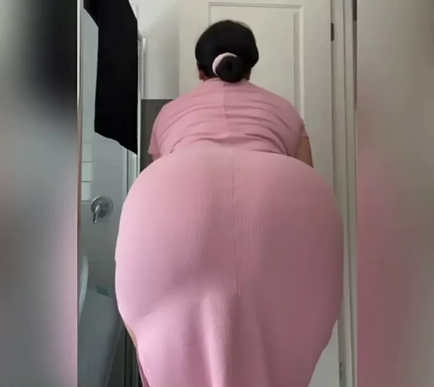 Thick Booty Babe Bending Over in Tight Pink Dress 🍑😈