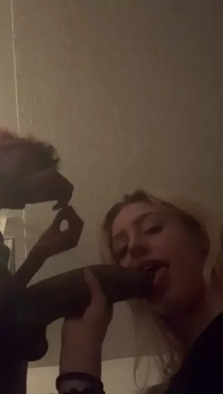 Blonde Teen Slut Worships Massive Black Cock 💦🍆👅