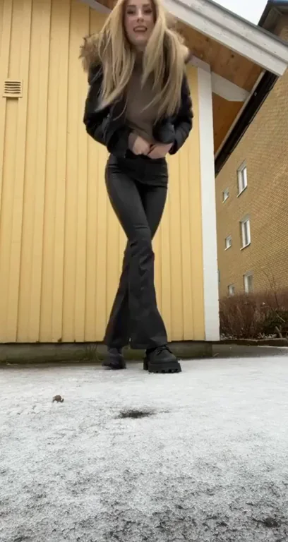 Dare to Pound My Juicy Ass Outdoors? Neighbors Might Spy! ❄️🍑🔥