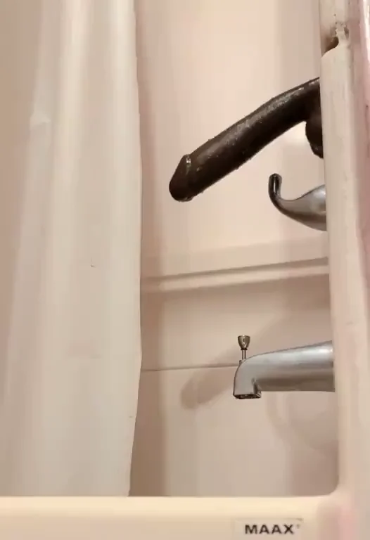 Shower Slut Teases Massive BBC Dildo on Her Juicy Ass