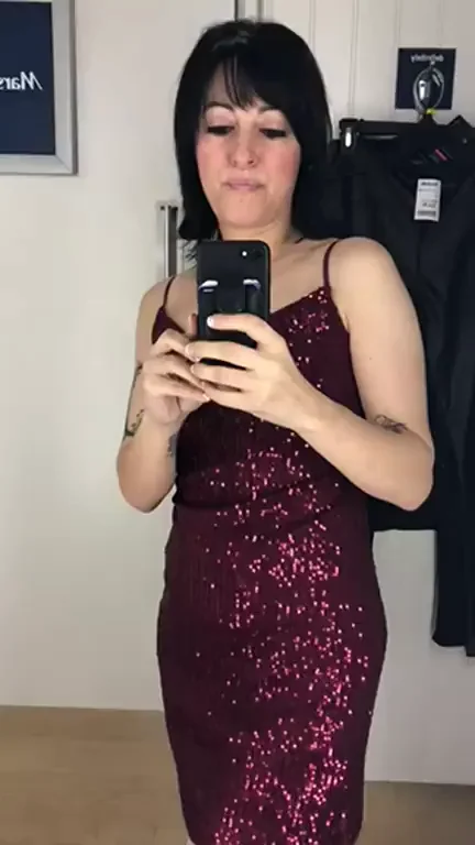 🔥 Dressing Room Slut Tease: 40yo Horny Babe in Sparkly Dress 😈