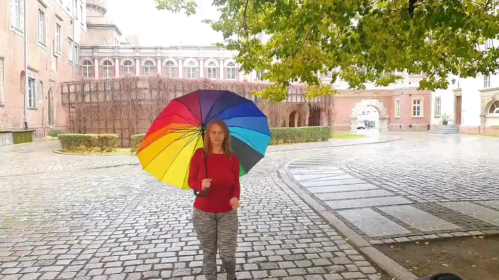 🌈 Singing in the Rain & Flashing Big Tits by 13th Century Castle ☔🍈🍈
