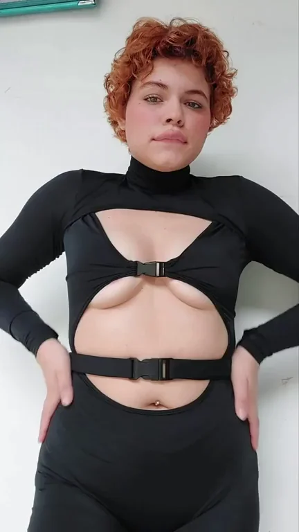 Curvy Redhead Babe Strips in Sexy Cutout Bodysuit 💋🔥
