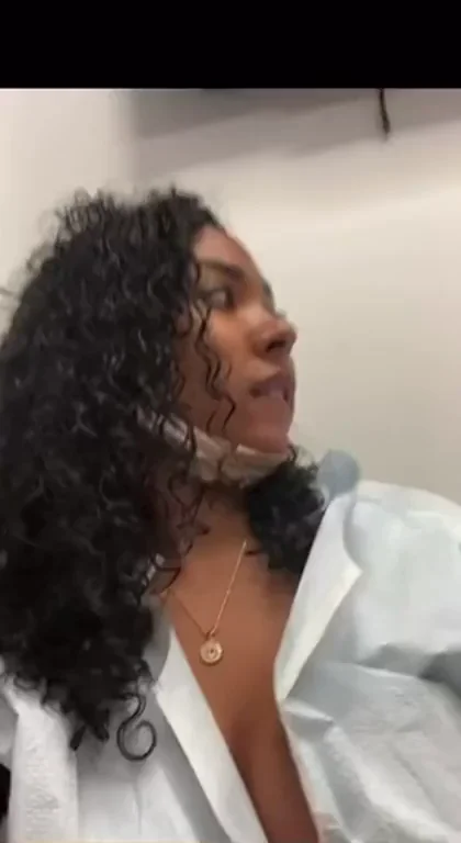😷 Curly-Haired Doc Slut Waiting with Deep Cleavage Tease 💉🍈