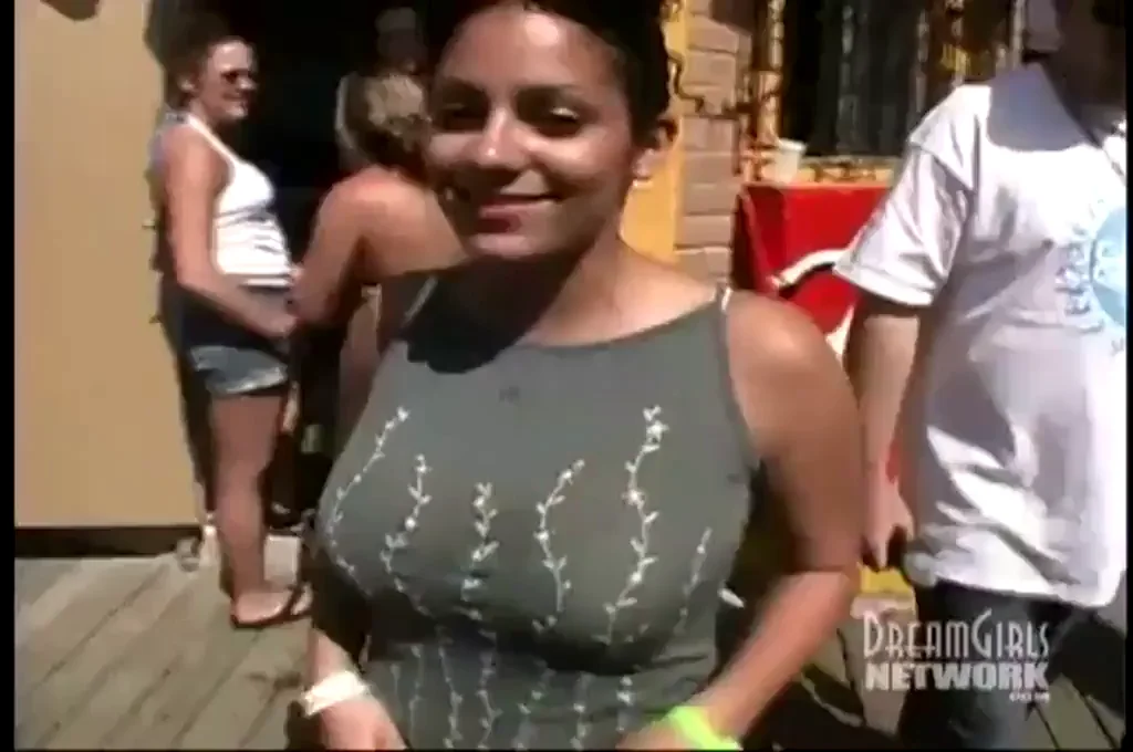 🍈 Massive Cleavage Tease in Grey Dress 😍