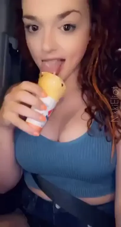 Boom! Massive Tits Tease with Creamy Cone Slurp 😍🍦💥