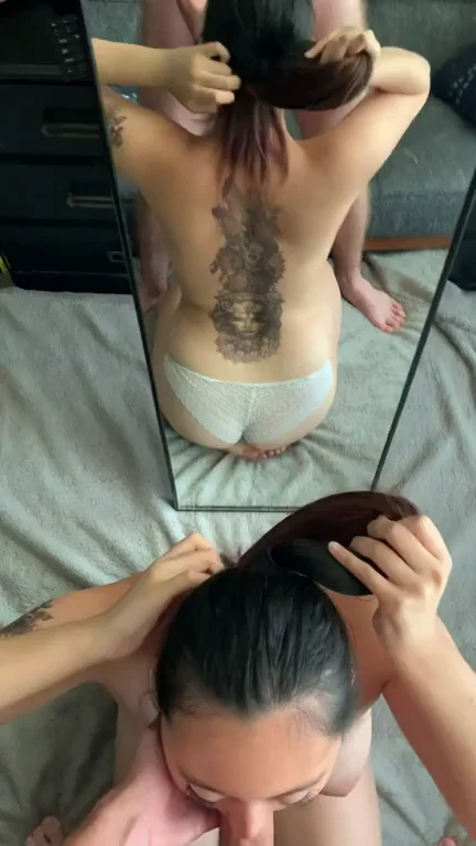 Asian Hottie Ponytail Prep Turns into Sloppy Deepthroat BJ
