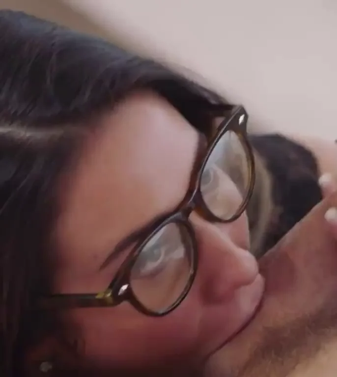 Eva Lovia 👓 Nerdy Brunette Slurps Balls Like a Good Girl 🥜💦