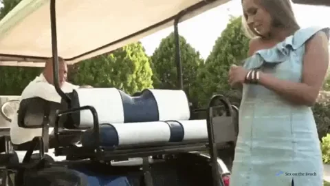 Blonde Slut Goes Topless & Teases on Golf Cart 🚀🍑