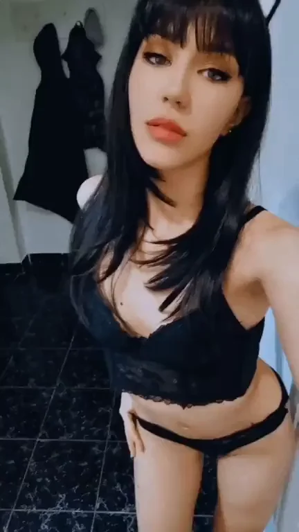 🔥 Petite Russian Slut Teases in Black Lingerie Set 😈